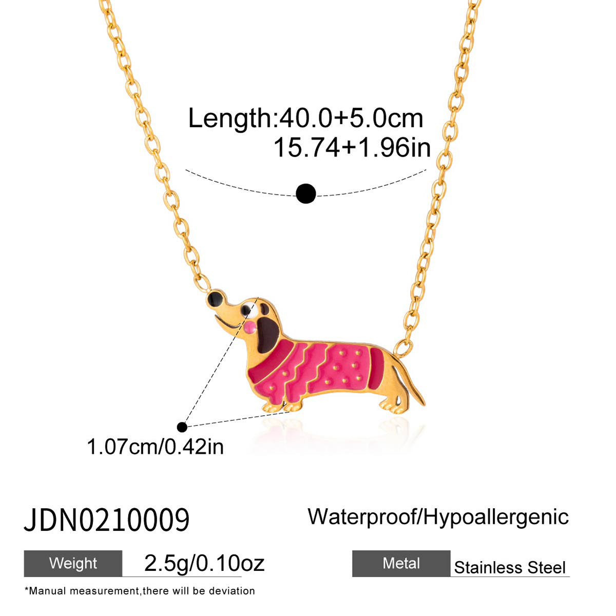Nori dog charm necklace : 18k PVD plated