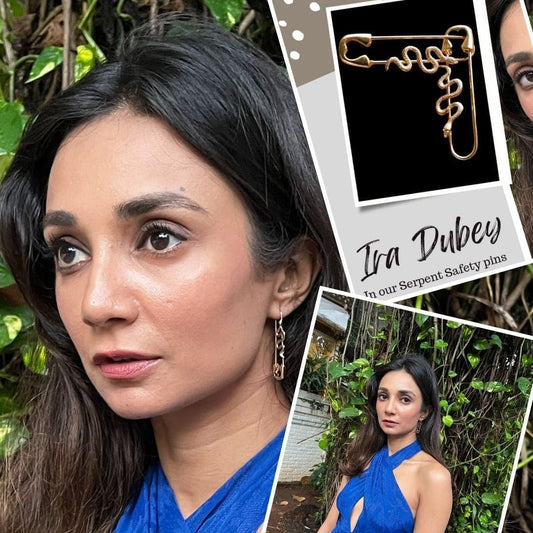 Ira Dubey styled- Serpent safety pins