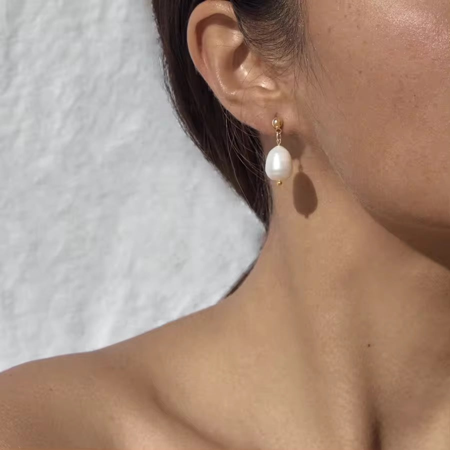 Ophelia Glow :  18k PVD plated Fresh water Pearl drops