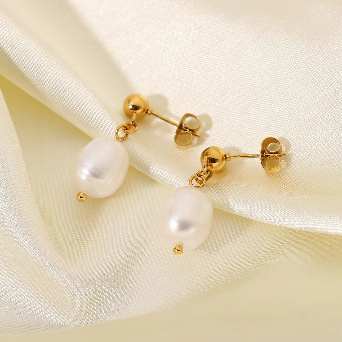 Ophelia Glow :  18k PVD plated Fresh water Pearl drops