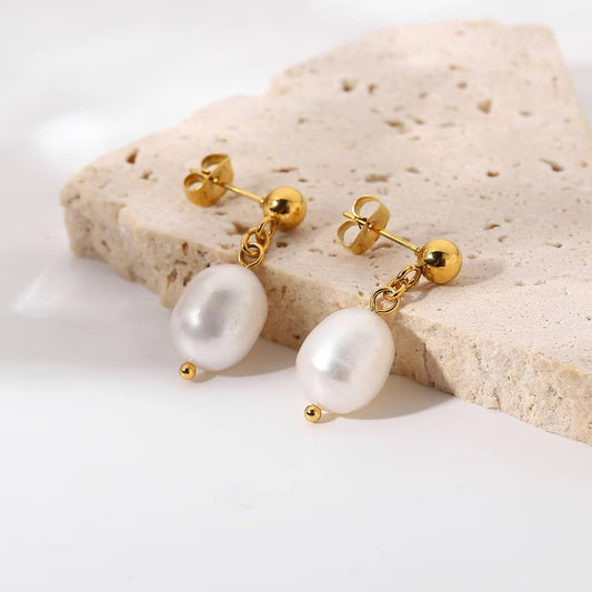 Ophelia Glow :  18k PVD plated Fresh water Pearl drops