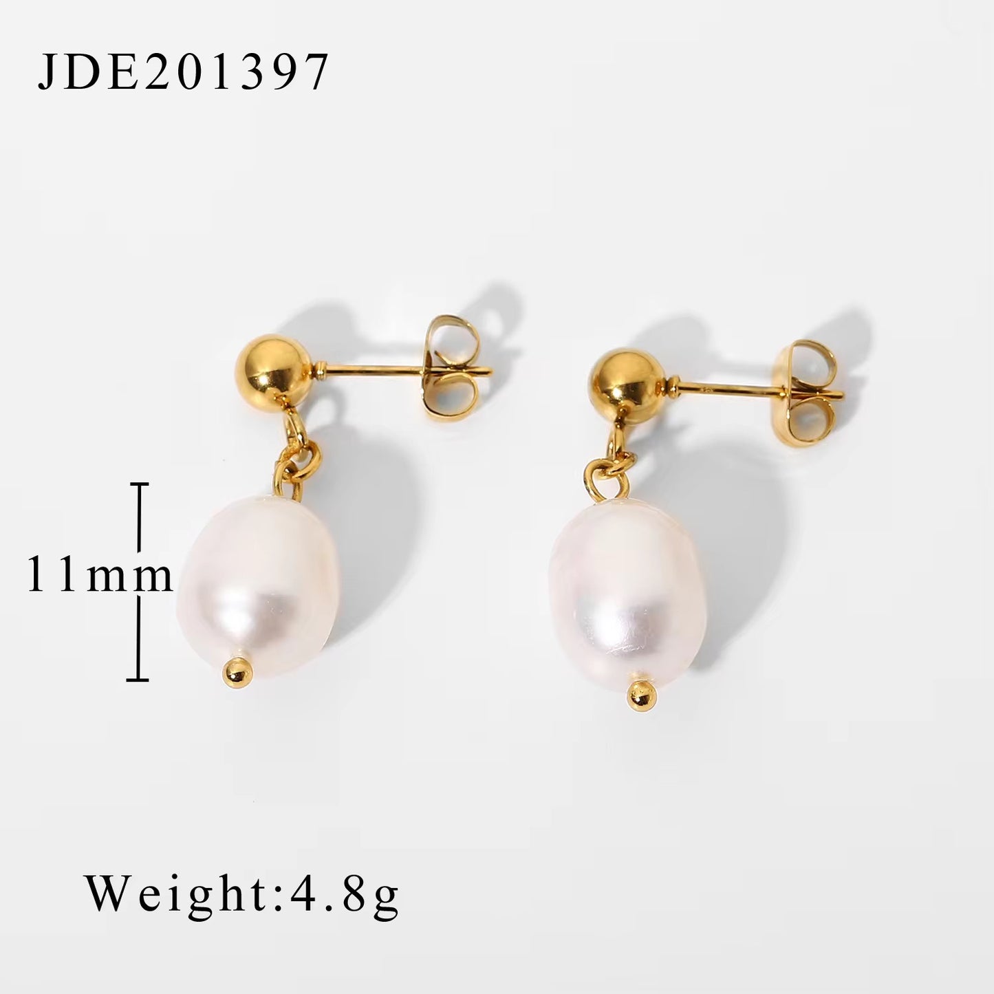 Ophelia Glow :  18k PVD plated Fresh water Pearl drops
