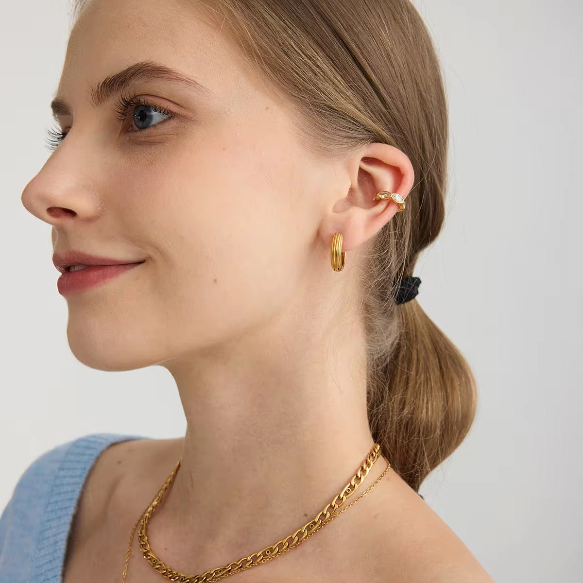 Mist earcuff : 18kt real gold pvd plated