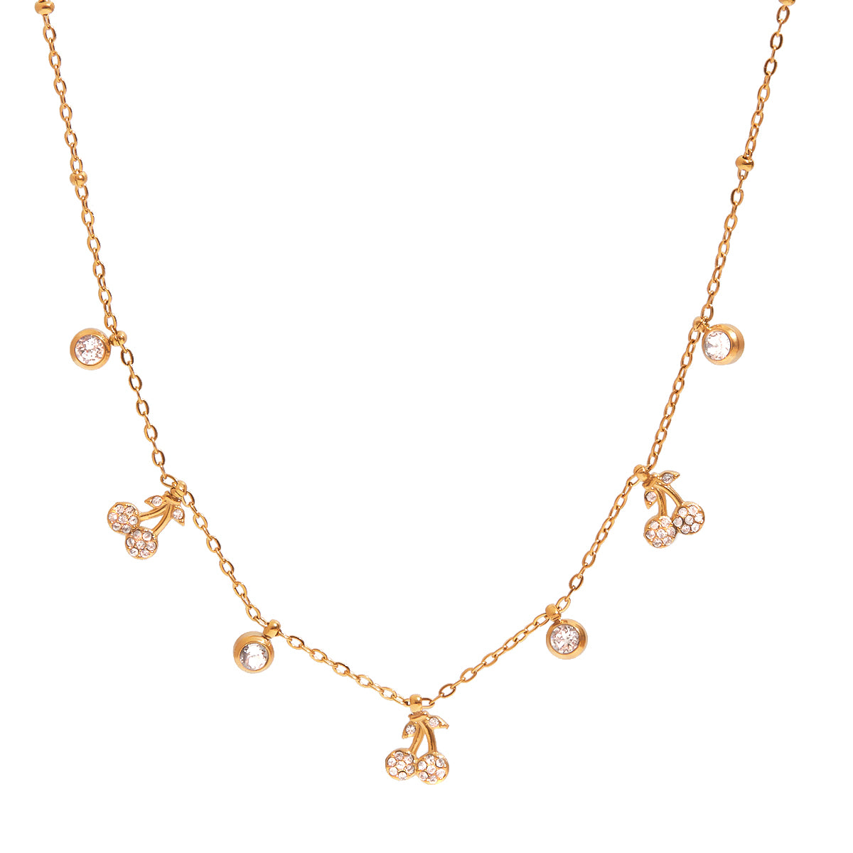 Cherry delicate necklace :  18k PVD plated