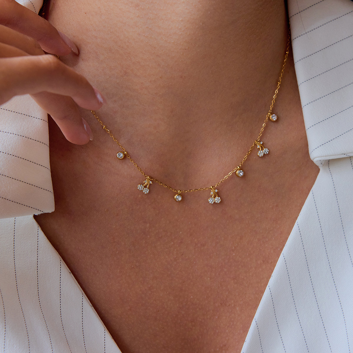 Cherry delicate necklace :  18k PVD plated