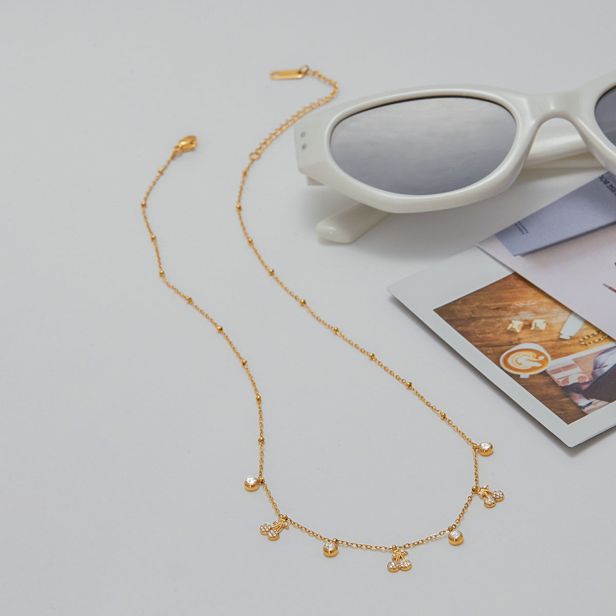 Cherry delicate necklace :  18k PVD plated