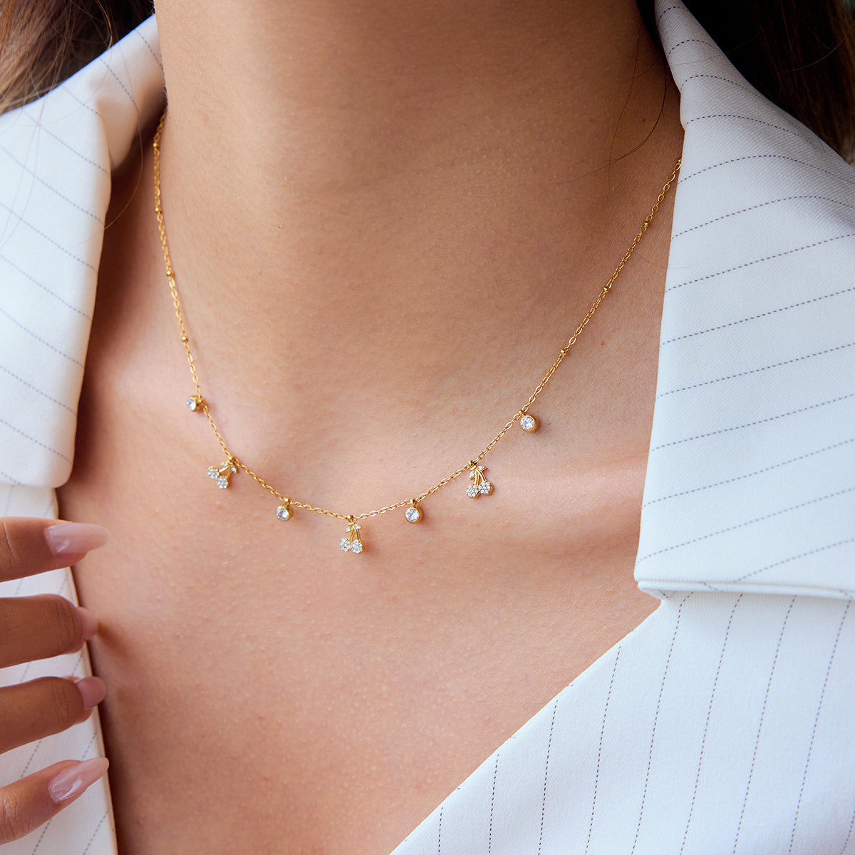 Cherry delicate necklace :  18k PVD plated