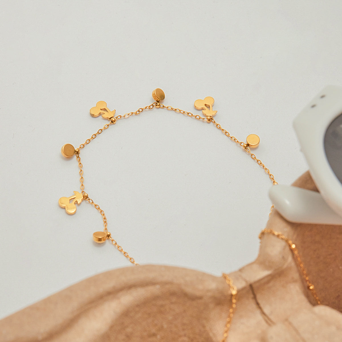 Cherry delicate necklace :  18k PVD plated