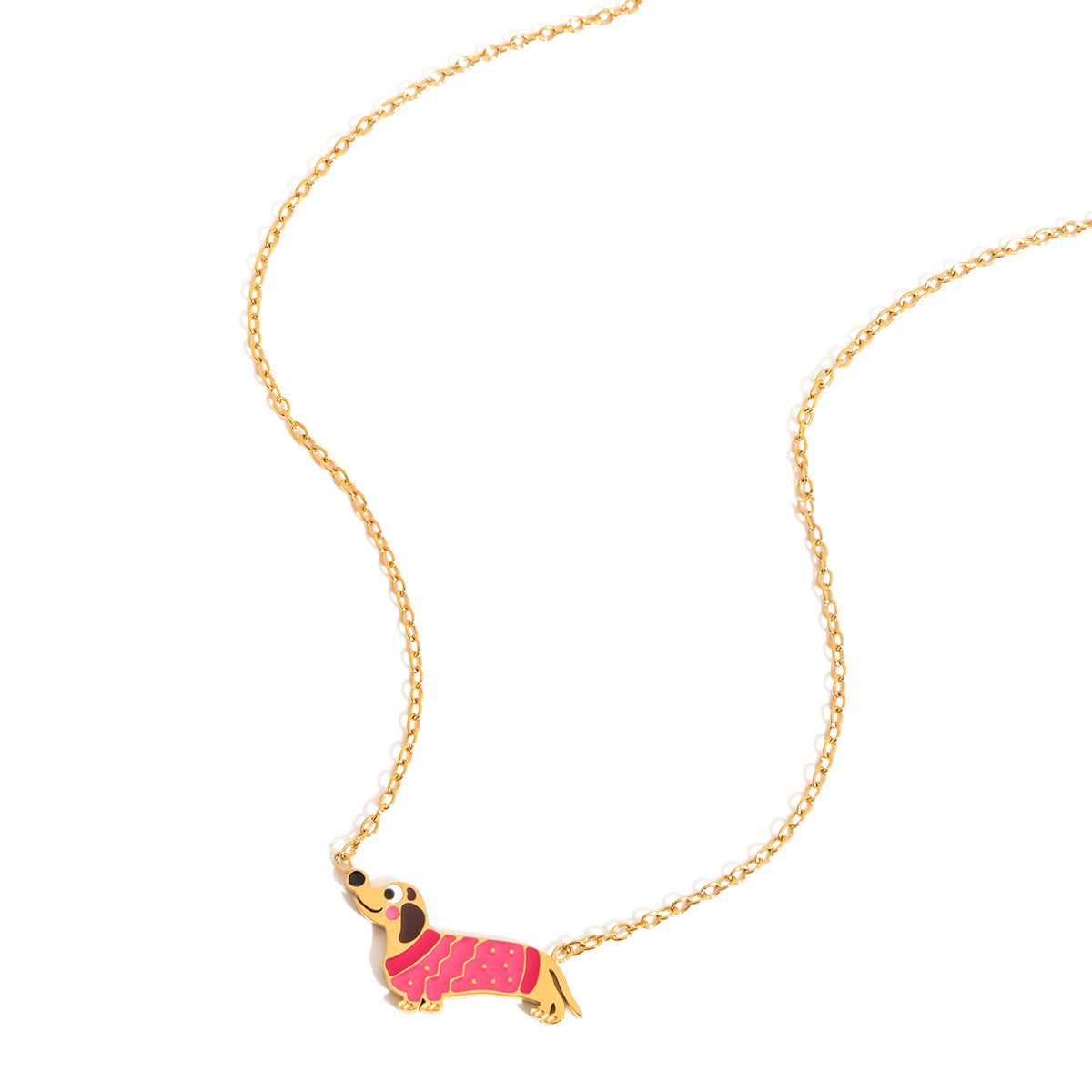 Nori dog charm necklace :  18k PVD plated