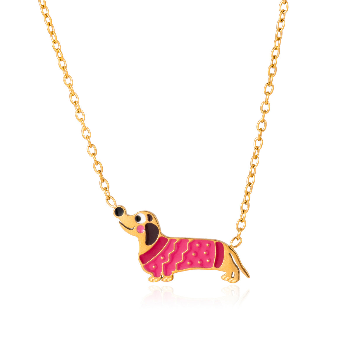 Nori dog charm necklace :  18k PVD plated