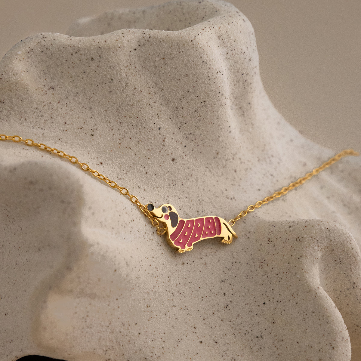 Nori dog charm necklace :  18k PVD plated