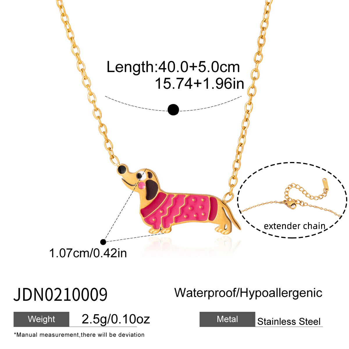 Nori dog charm necklace :  18k PVD plated
