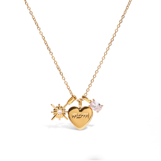 Mom Necklace :  18k PVD plated