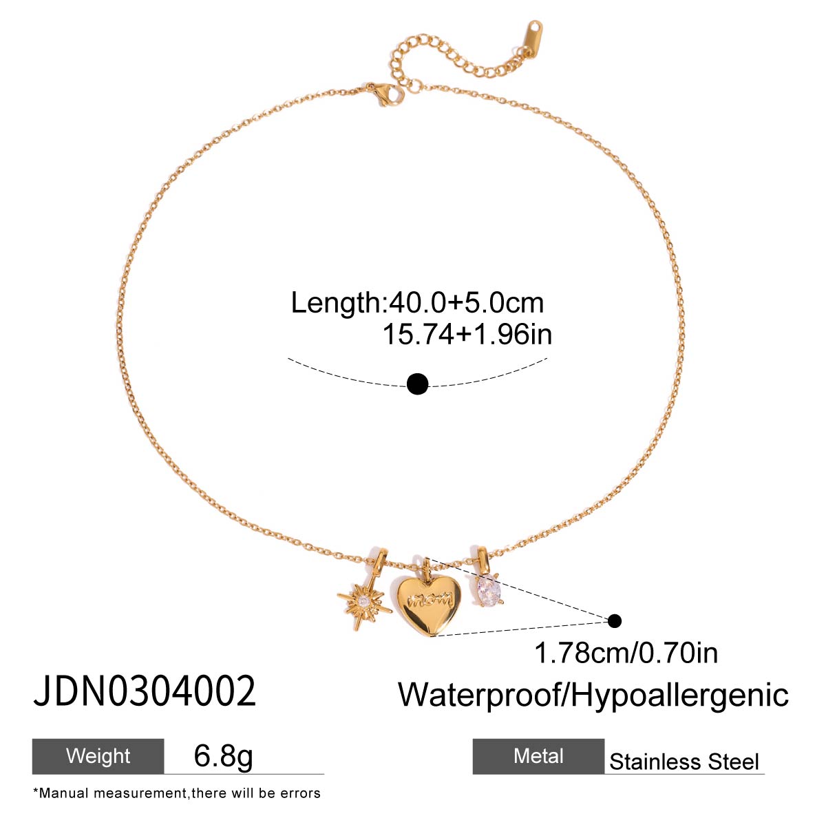 Mom Necklace :  18k PVD plated