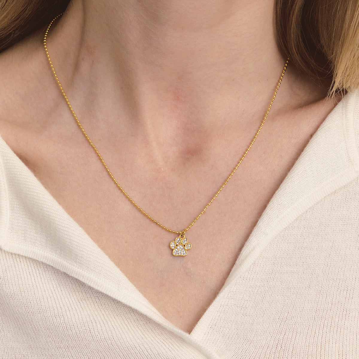 Paw Necklace:  18k PVD plated necklace