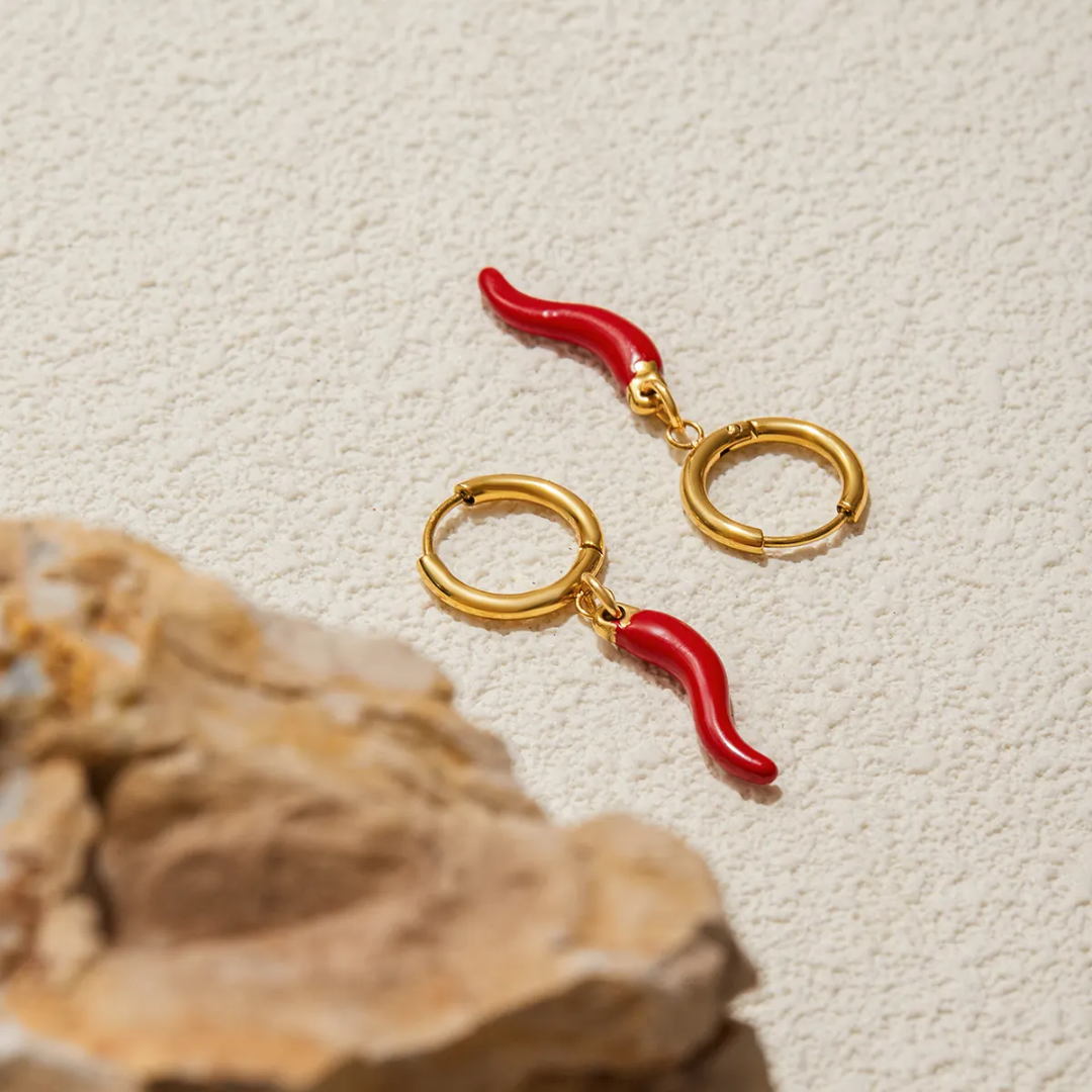 Mirchi hoop earrings - 18k gold plated