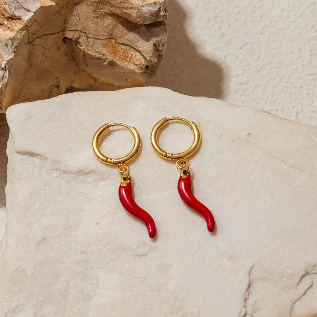 Mirchi hoop earrings - 18k gold plated